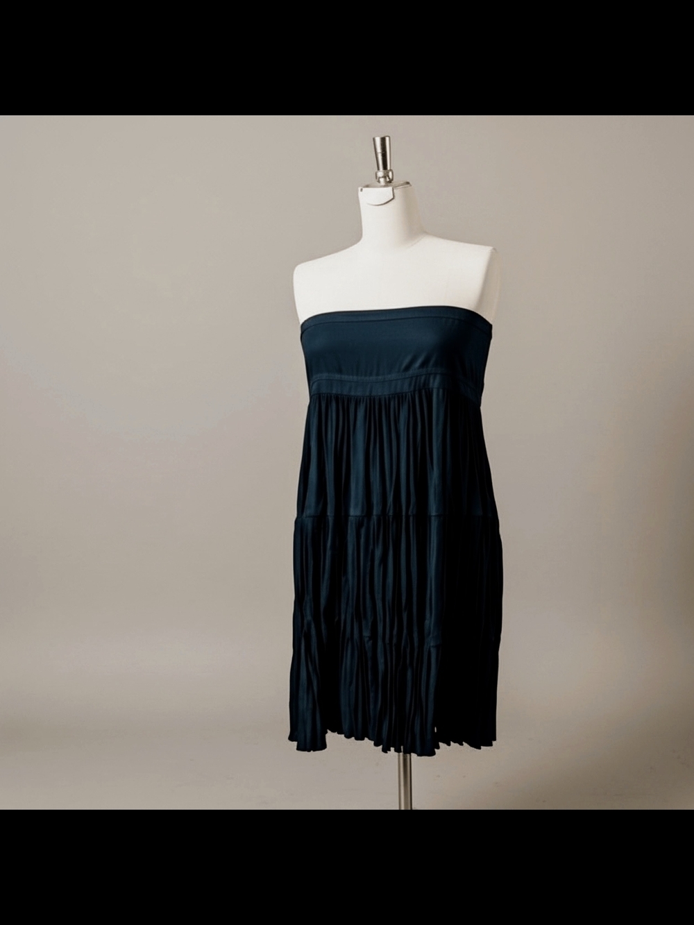 NWOT Carole Little Pettites Black Tiered Maxi Skirt/Strapless Mini Dress Size 8